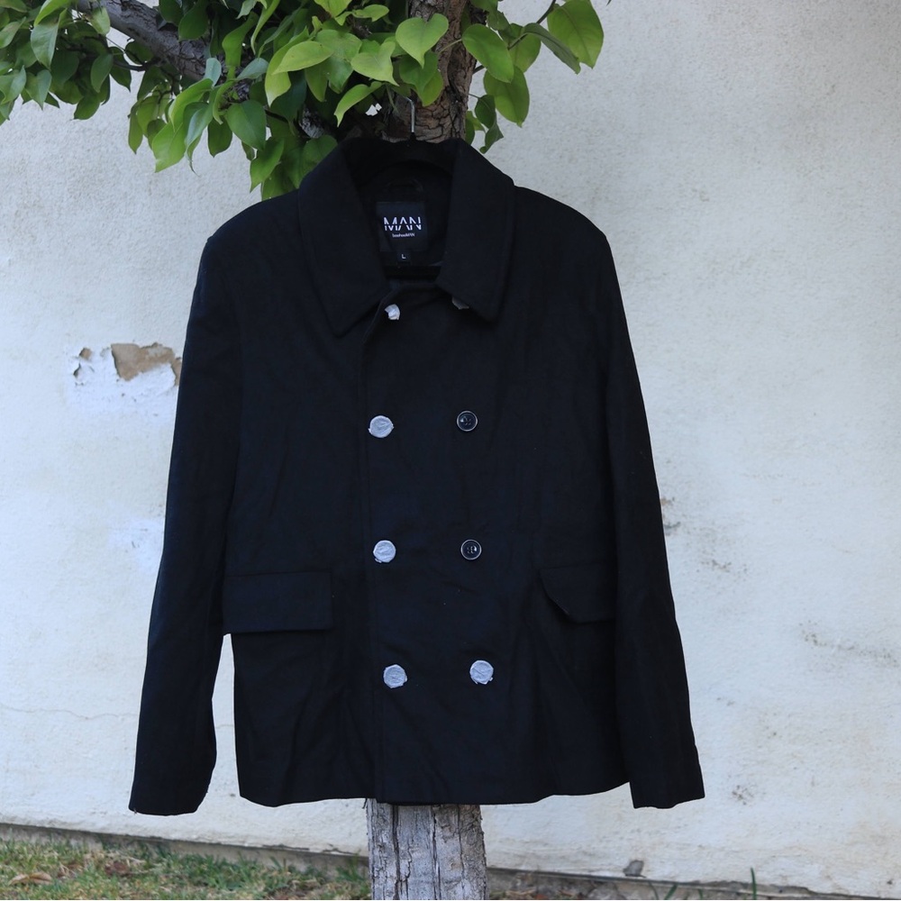 Black peacoat boohoo size large